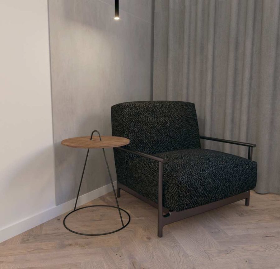 Beistelltisch aus Massivholz im Wohnraum